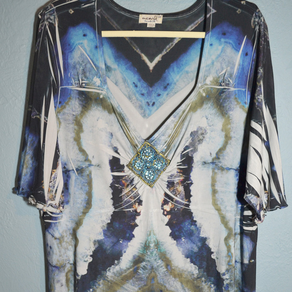 ONE WORLD Tops - One World Silky Womans Colorful Shirt Top 3x